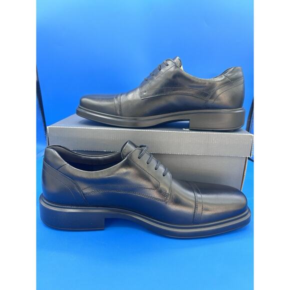 Ecco Men’s EU 45/US 11 Black Leather Timeless Square Toe Oxford Tie Shoe NEW - Picture 2 of 9